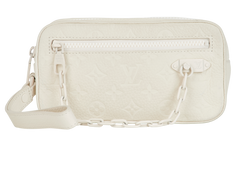 Embossed Monogram Wristlet, Leather, White, SP4108, 2*